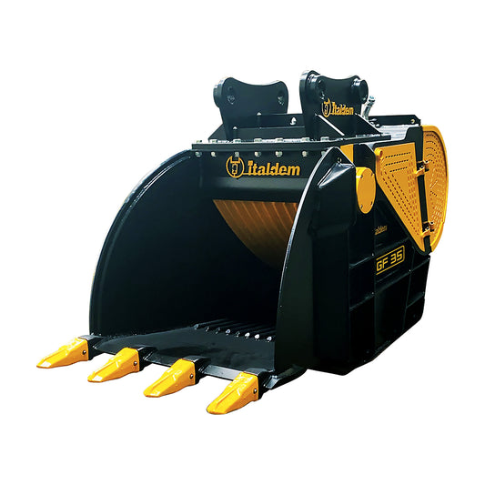 Italdem GF 35 crusher bucket on a white background