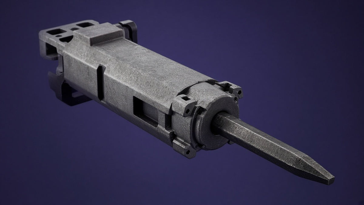 Hydraulic hammer close-up on Thunderline indigo